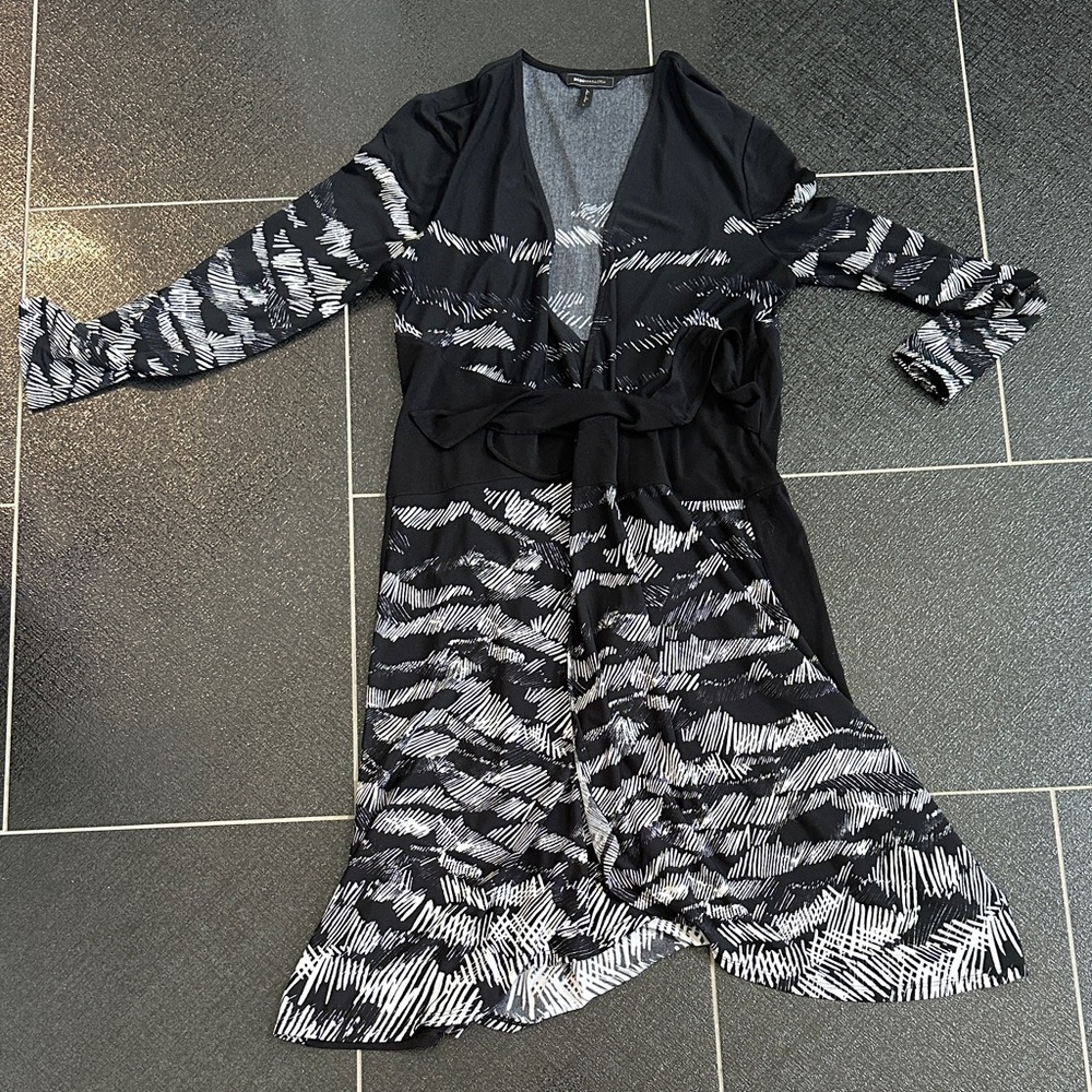 Black and White Patterned Long Cardigan